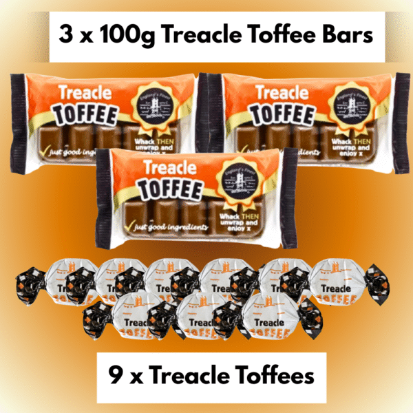 Treacle Toffee bars and individually wrapped chews in letterbox gift